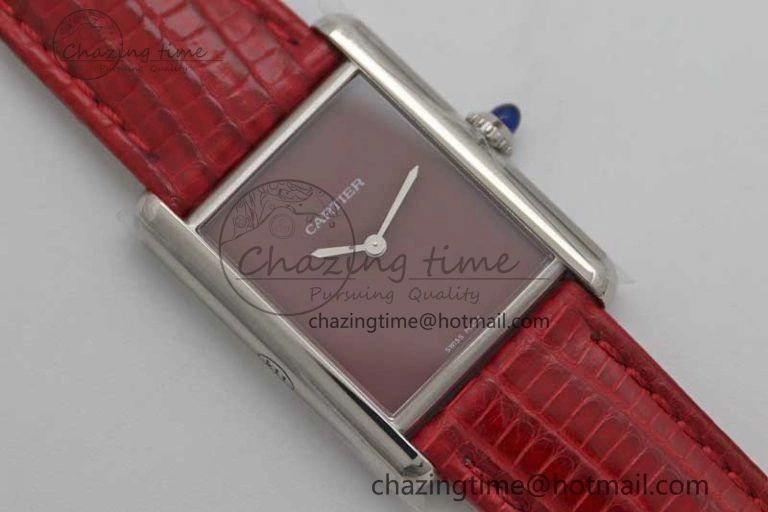 Tank Louis Ladies 25mm SS K11F 1:1 Best Edition Red Dial on Croco Leather Strap Ronda Quartz