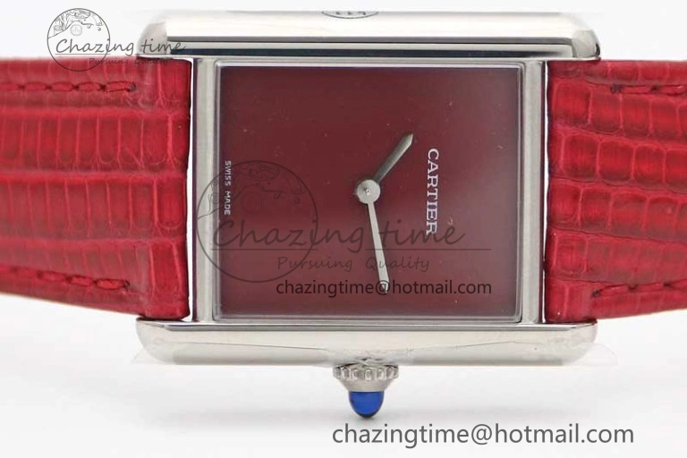Tank Louis Ladies 25mm SS K11F 1:1 Best Edition Red Dial on Croco Leather Strap Ronda Quartz