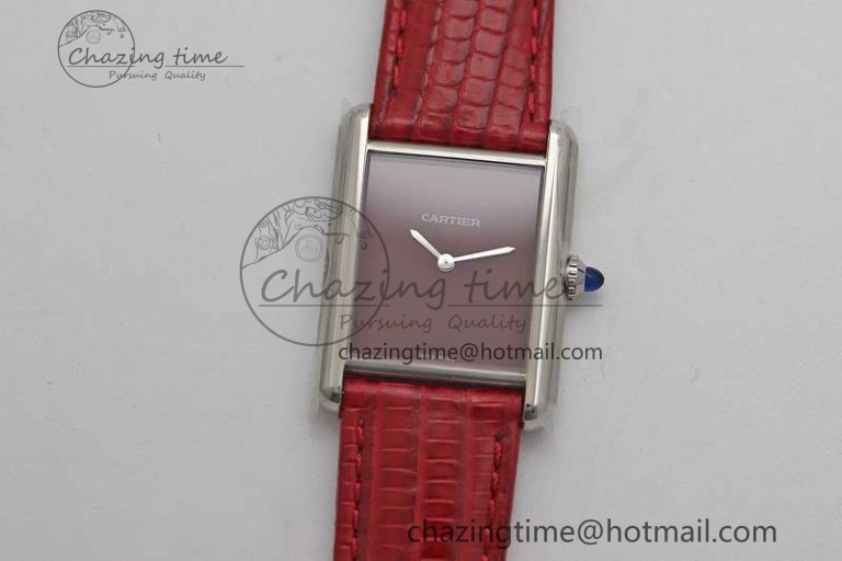 Tank Louis Ladies 25mm SS K11F 1:1 Best Edition Red Dial on Croco Leather Strap Ronda Quartz