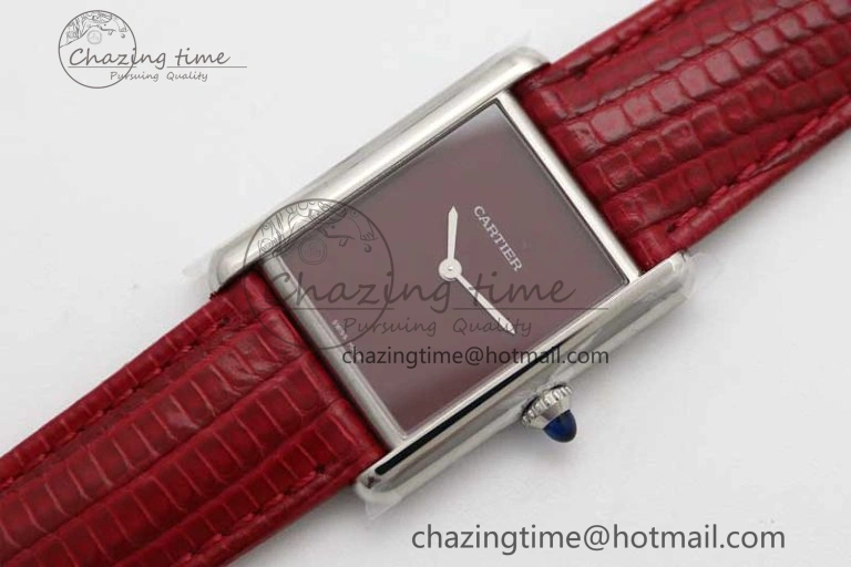 Tank Louis Ladies 25mm SS K11F 1:1 Best Edition Red Dial on Croco Leather Strap Ronda Quartz