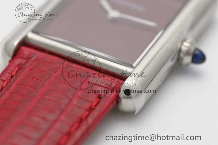 Tank Louis Ladies 25mm SS K11F 1:1 Best Edition Red Dial on Croco Leather Strap Ronda Quartz