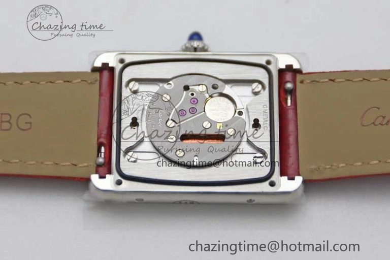 Tank Louis Ladies 25mm SS K11F 1:1 Best Edition Red Dial on Leather Strap Ronda Quartz