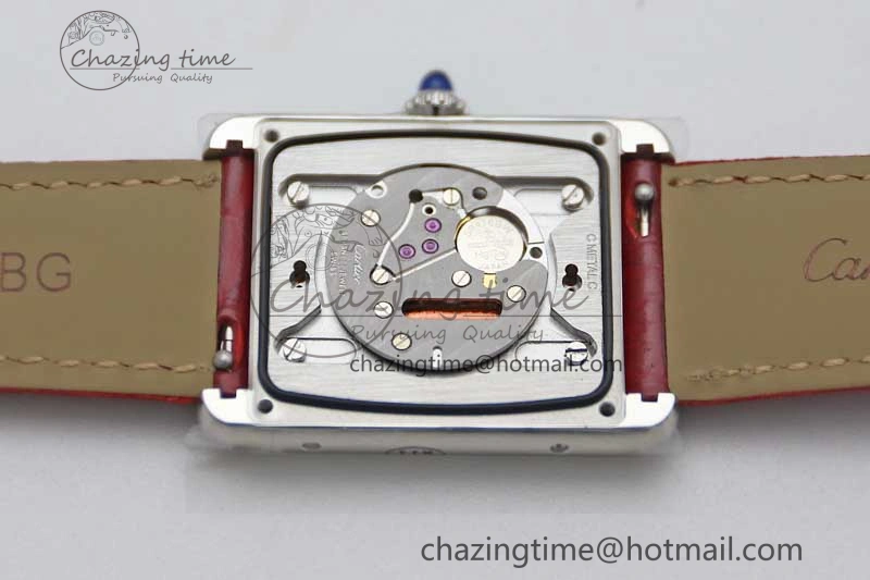 Tank Louis Ladies 25mm SS K11F 1:1 Best Edition Red Dial on Leather Strap Ronda Quartz