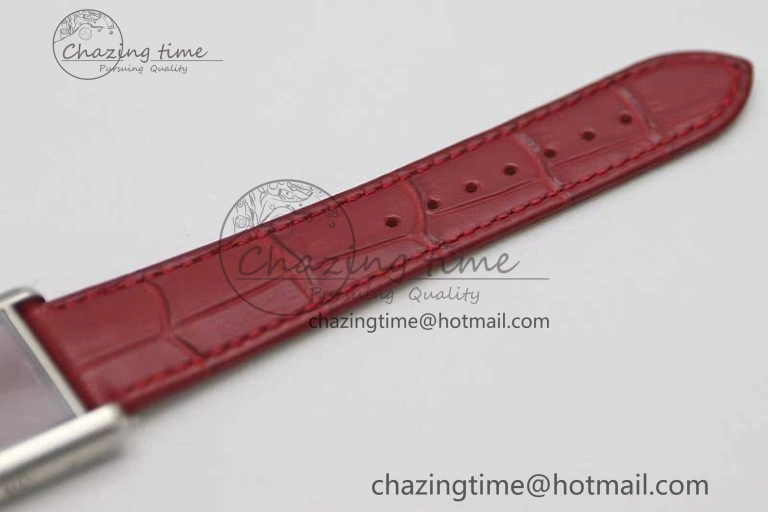 Tank Louis Ladies 25mm SS K11F 1:1 Best Edition Red Dial on Leather Strap Ronda Quartz