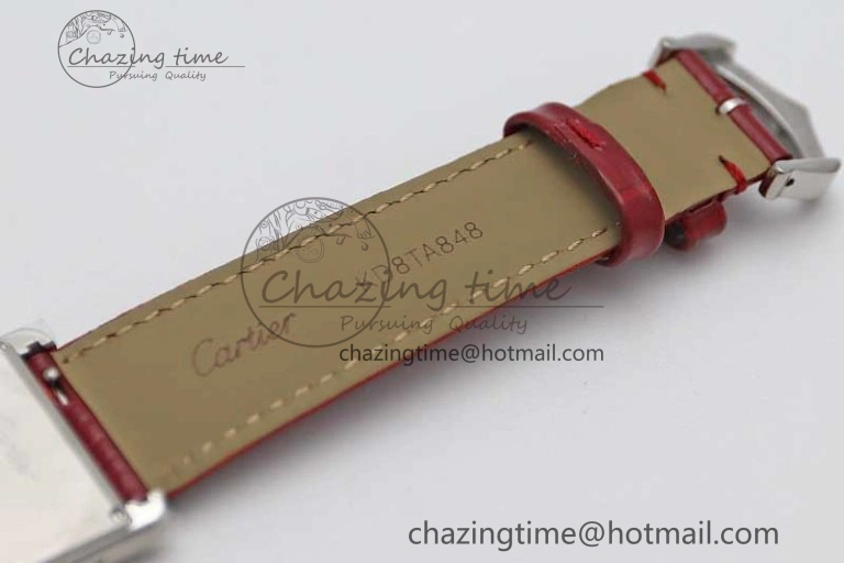 Tank Louis Ladies 25mm SS K11F 1:1 Best Edition Red Dial on Leather Strap Ronda Quartz