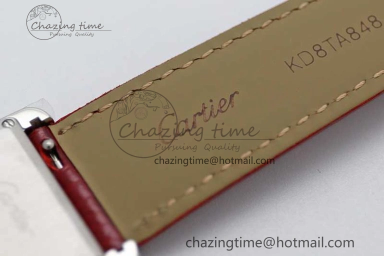 Tank Louis Ladies 25mm SS K11F 1:1 Best Edition Red Dial on Leather Strap Ronda Quartz