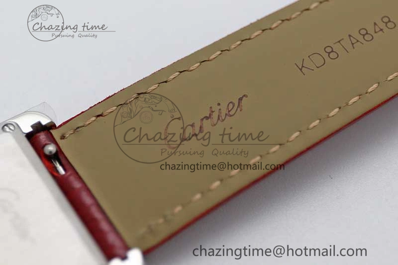 Tank Louis Ladies 25mm SS K11F 1:1 Best Edition Red Dial on Leather Strap Ronda Quartz