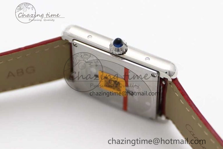 Tank Louis Ladies 25mm SS K11F 1:1 Best Edition Red Dial on Leather Strap Ronda Quartz