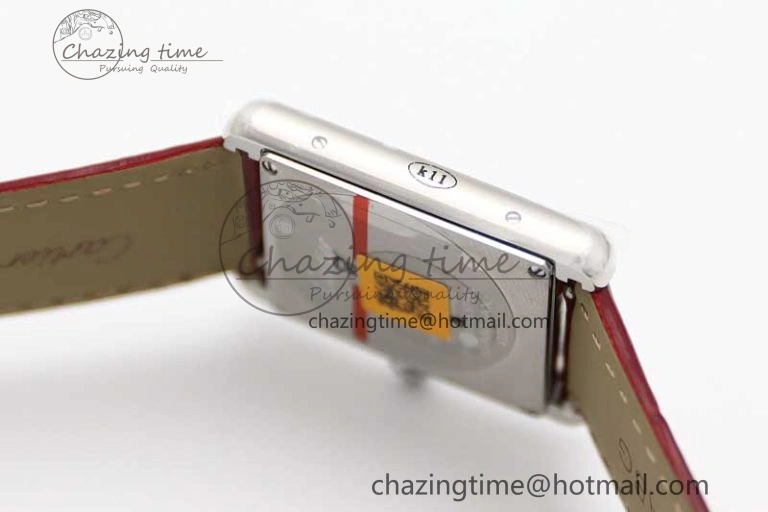 Tank Louis Ladies 25mm SS K11F 1:1 Best Edition Red Dial on Leather Strap Ronda Quartz