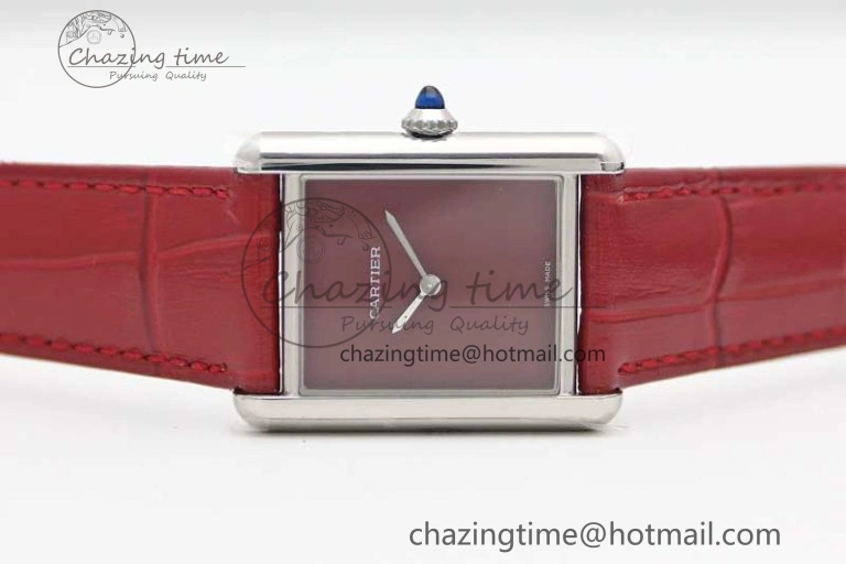 Tank Louis Ladies 25mm SS K11F 1:1 Best Edition Red Dial on Leather Strap Ronda Quartz