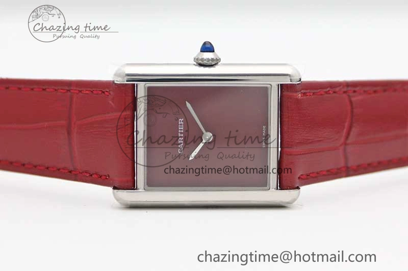 Tank Louis Ladies 25mm SS K11F 1:1 Best Edition Red Dial on Leather Strap Ronda Quartz