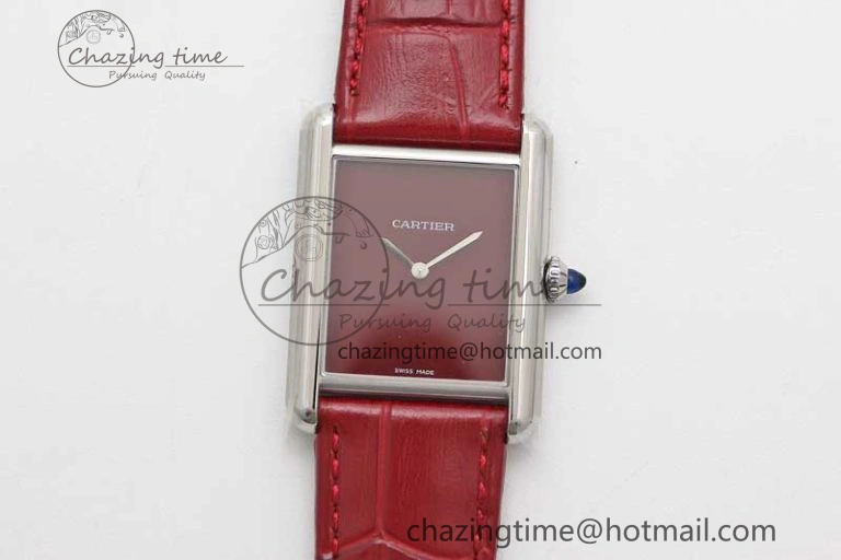 Tank Louis Ladies 25mm SS K11F 1:1 Best Edition Red Dial on Leather Strap Ronda Quartz