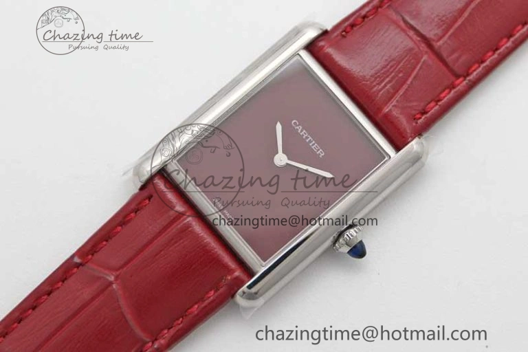 Tank Louis Ladies 25mm SS K11F 1:1 Best Edition Red Dial on Leather Strap Ronda Quartz