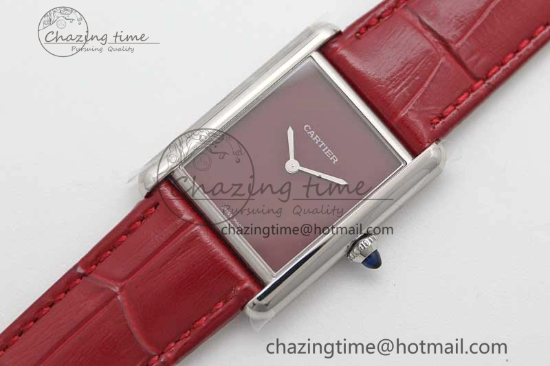 Tank Louis Ladies 25mm SS K11F 1:1 Best Edition Red Dial on Leather Strap Ronda Quartz