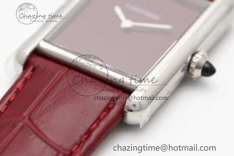 Tank Louis Ladies 25mm SS K11F 1:1 Best Edition Red Dial on Leather Strap Ronda Quartz