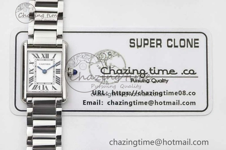 Tank Louis Ladies 29.5mm SS K11F Best Edition White Dial on SS Bracelet Ronda Quartz