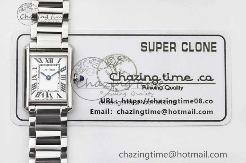 Tank Louis Ladies 29.5mm SS K11F Best Edition White Dial on SS Bracelet Ronda Quartz