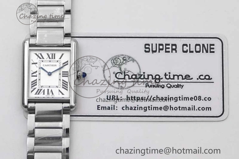 Tank Louis Ladies 33.7mm SS K11F Best Edition White Dial on SS Bracelet Ronda Quartz