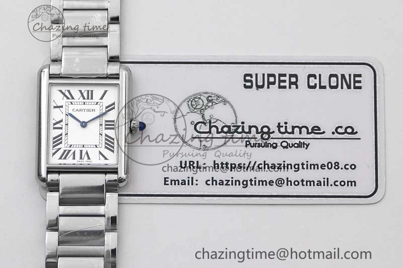 Tank Louis Ladies 33.7mm SS K11F Best Edition White Dial on SS Bracelet Ronda Quartz