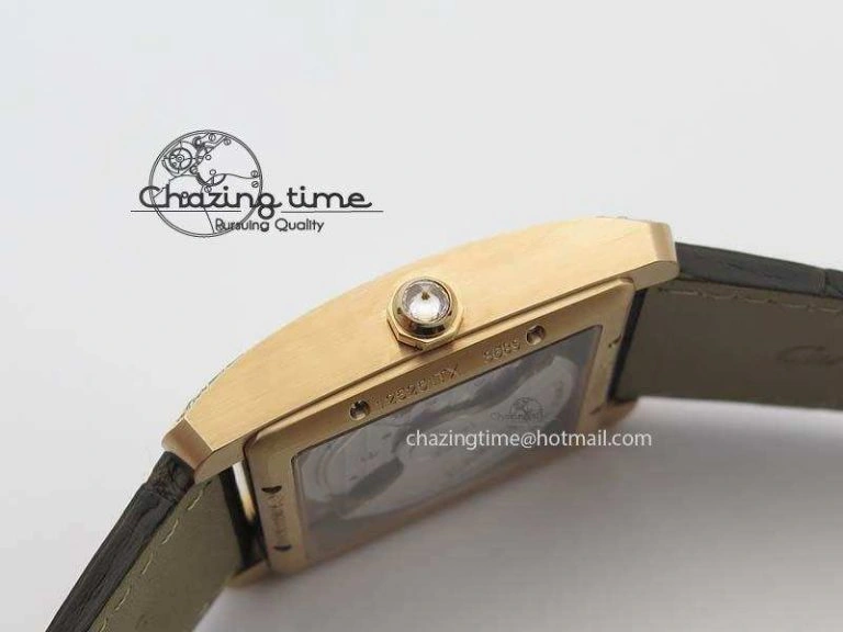 Tank MC JF Best Edition RG White Textured Dial Diamond Bezel On Brown Leather Strap A23J Cal