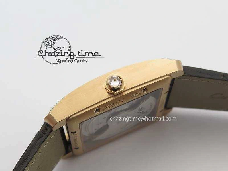 Tank MC JF Best Edition RG White Textured Dial Diamond Bezel On Brown Leather Strap A23J Cal