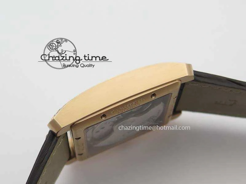 Tank MC JF Best Edition RG White Textured Dial Diamond Bezel On Brown Leather Strap A23J Cal
