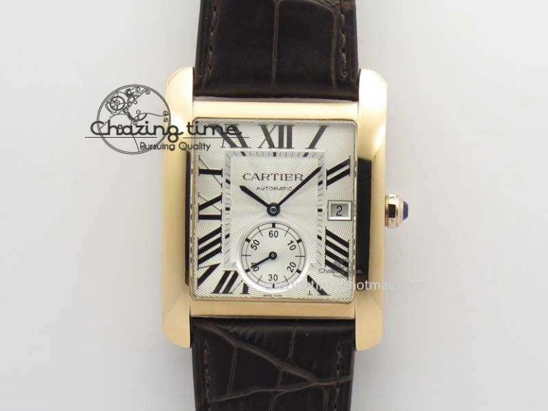 Tank MC JF Best Edition RG White Textured Dial On Brown Leather Strap A23J Cal