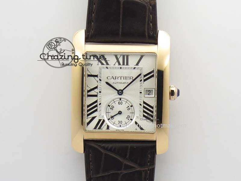 Tank MC JF Best Edition RG White Textured Dial On Brown Leather Strap A23J Cal