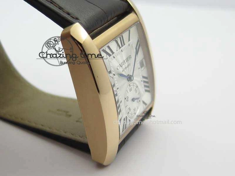 Tank MC JF Best Edition RG White Textured Dial On Brown Leather Strap A23J Cal