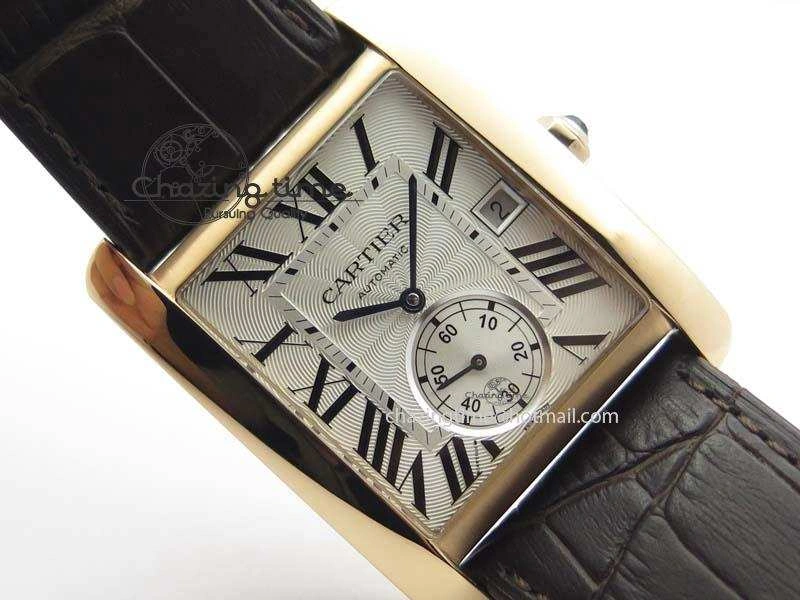 Tank MC JF Best Edition RG White Textured Dial On Brown Leather Strap A23J Cal
