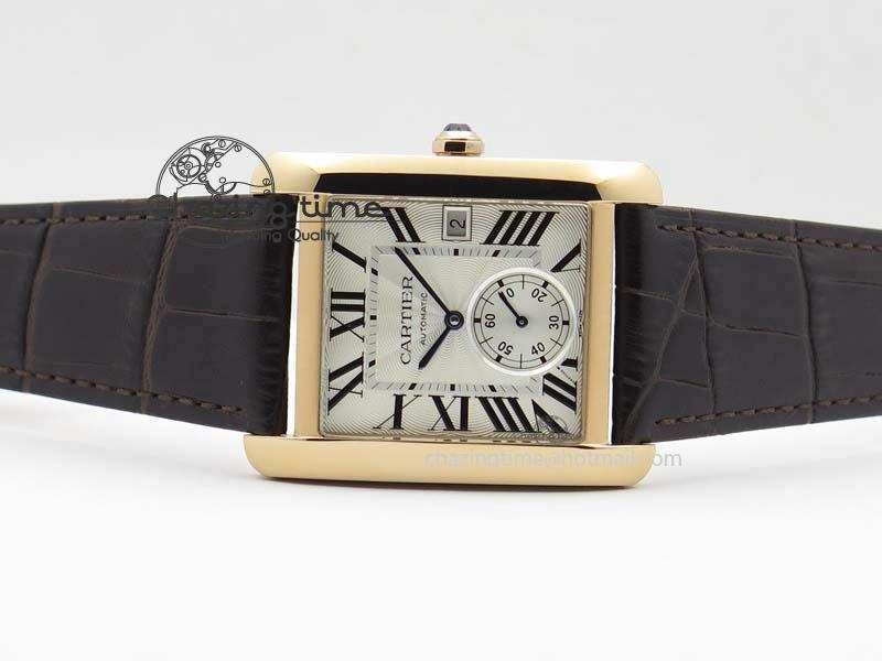 Tank MC JF Best Edition RG White Textured Dial On Brown Leather Strap A23J Cal