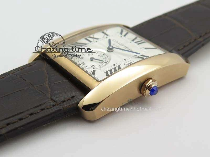 Tank MC JF Best Edition RG White Textured Dial On Brown Leather Strap A23J Cal