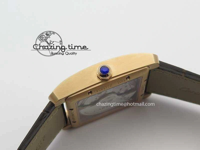 Tank MC JF Best Edition RG White Textured Dial On Brown Leather Strap A23J Cal