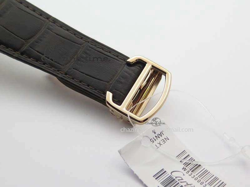 Tank MC JF Best Edition RG White Textured Dial On Brown Leather Strap A23J Cal