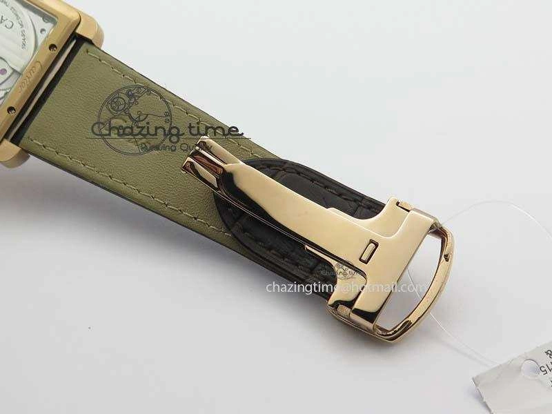 Tank MC JF Best Edition RG White Textured Dial On Brown Leather Strap A23J Cal