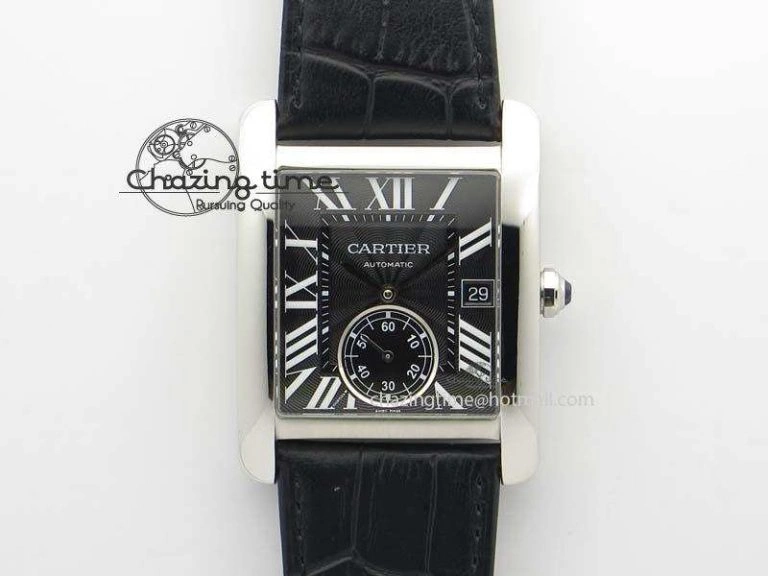 Tank MC JF Best Edition SS Black Textured Dial On Black Leather Strap A23J Cal