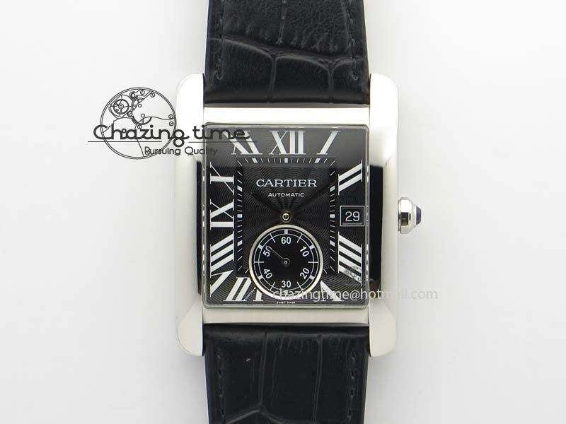 Tank MC JF Best Edition SS Black Textured Dial On Black Leather Strap A23J Cal