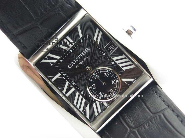 Tank MC JF Best Edition SS Black Textured Dial On Black Leather Strap A23J Cal