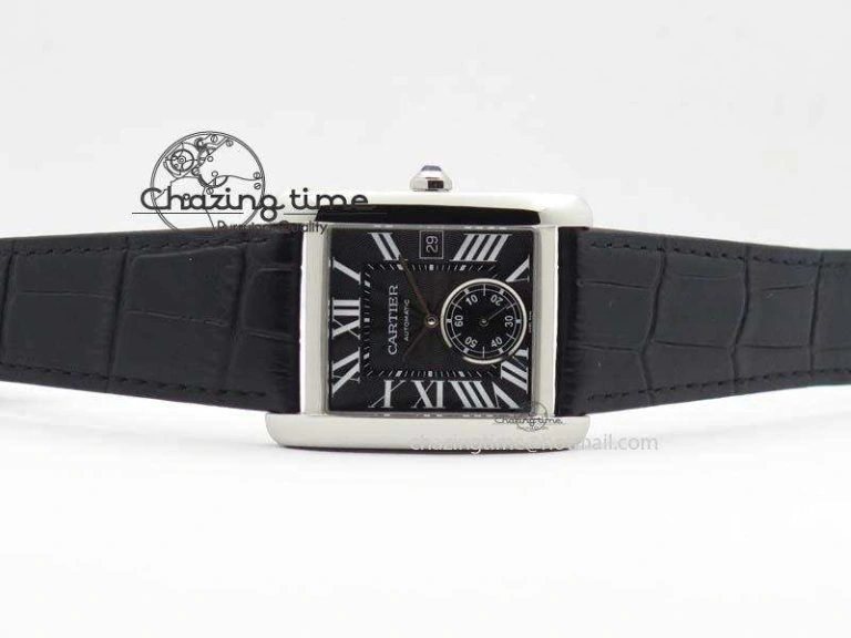 Tank MC JF Best Edition SS Black Textured Dial On Black Leather Strap A23J Cal