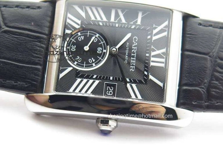 Tank MC JF Best Edition SS Black Textured Dial On Black Leather Strap A23J Cal