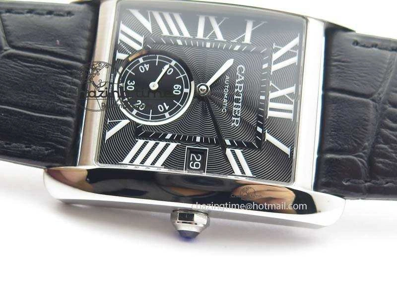 Tank MC JF Best Edition SS Black Textured Dial On Black Leather Strap A23J Cal