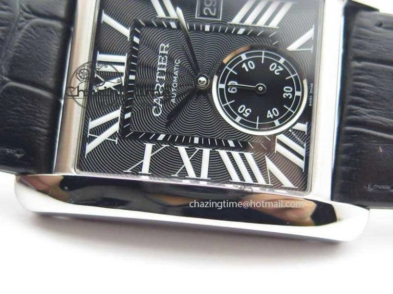 Tank MC JF Best Edition SS Black Textured Dial On Black Leather Strap A23J Cal