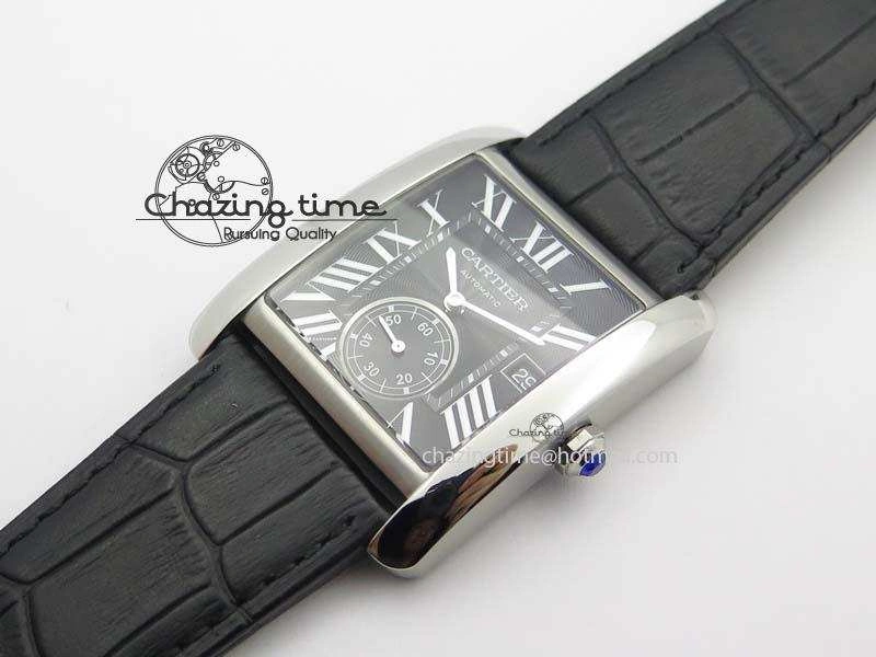 Tank MC JF Best Edition SS Black Textured Dial On Black Leather Strap A23J Cal