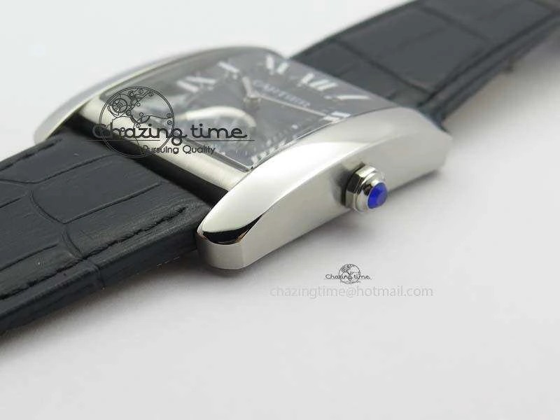 Tank MC JF Best Edition SS Black Textured Dial On Black Leather Strap A23J Cal