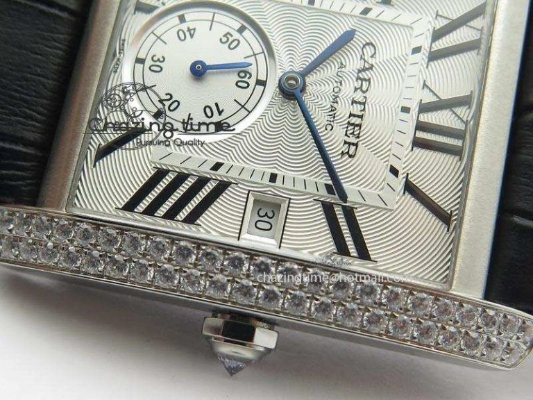 Tank MC JF Best Edition SS White Dial Diamond Bezel On Black Leather Strap A23J