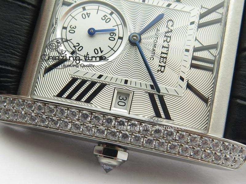 Tank MC JF Best Edition SS White Dial Diamond Bezel On Black Leather Strap A23J