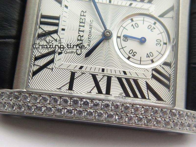 Tank MC JF Best Edition SS White Dial Diamond Bezel On Black Leather Strap A23J