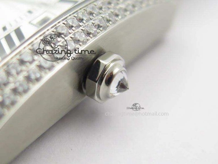 Tank MC JF Best Edition SS White Dial Diamond Bezel On Black Leather Strap A23J