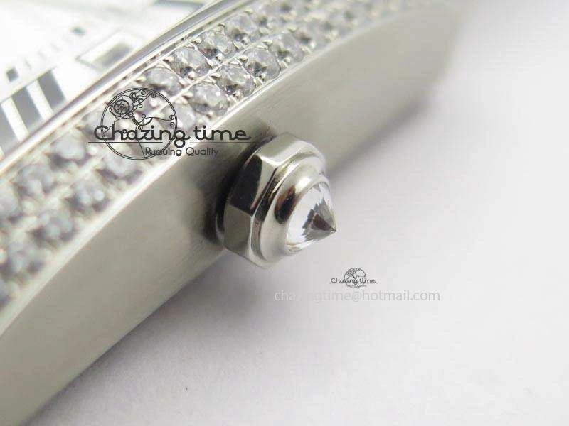 Tank MC JF Best Edition SS White Dial Diamond Bezel On Black Leather Strap A23J