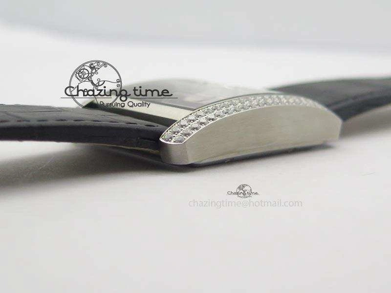 Tank MC JF Best Edition SS White Dial Diamond Bezel On Black Leather Strap A23J